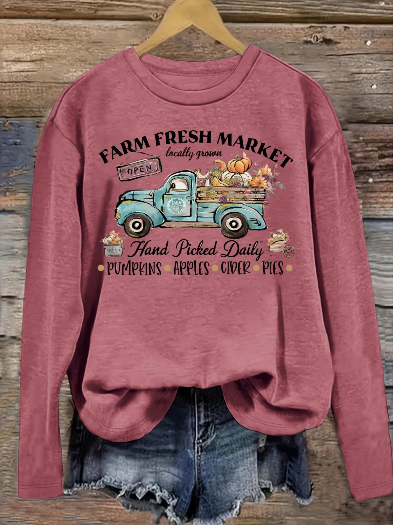 Women's Casual Long Sleeve Cre - Farming A review and price